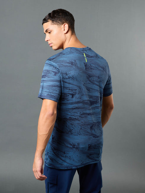Men Jacquard Slim Fit Crew Neck T-shirt with DOUBLE COOL