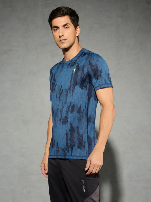 Men Jacquard Slim Fit Crew Neck T-shirt with DOUBLE COOL