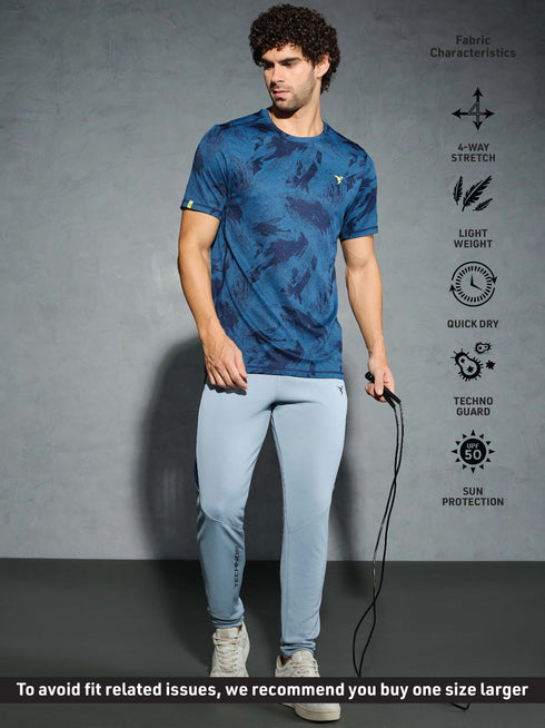 Men Jacquard Slim Fit Crew Neck T-shirt with DOUBLE COOL