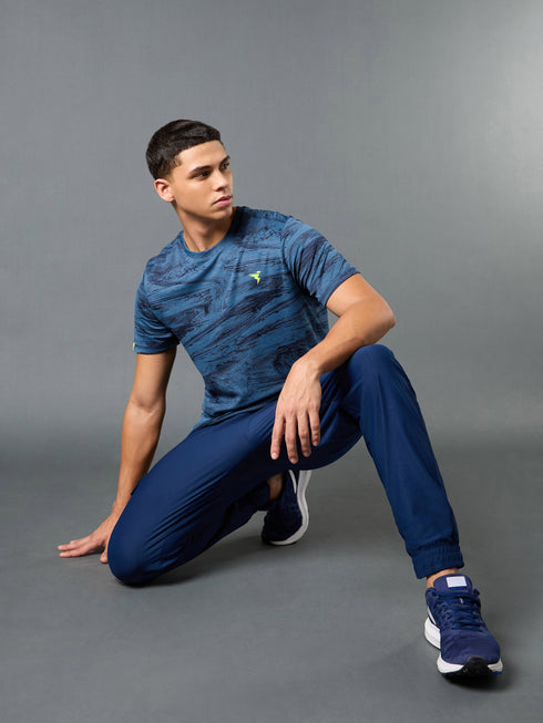 Men Jacquard Slim Fit Crew Neck T-shirt with DOUBLE COOL