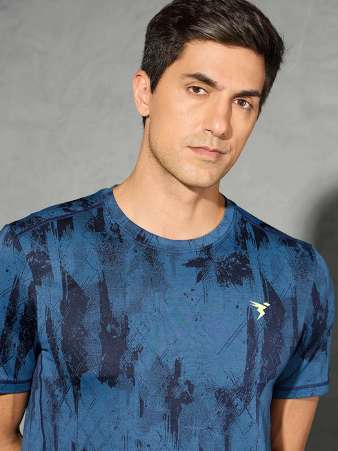 Men Jacquard Slim Fit Crew Neck T-shirt with DOUBLE COOL