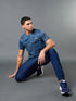 Men Jacquard Slim Fit Crew Neck T-shirt with DOUBLE COOL
