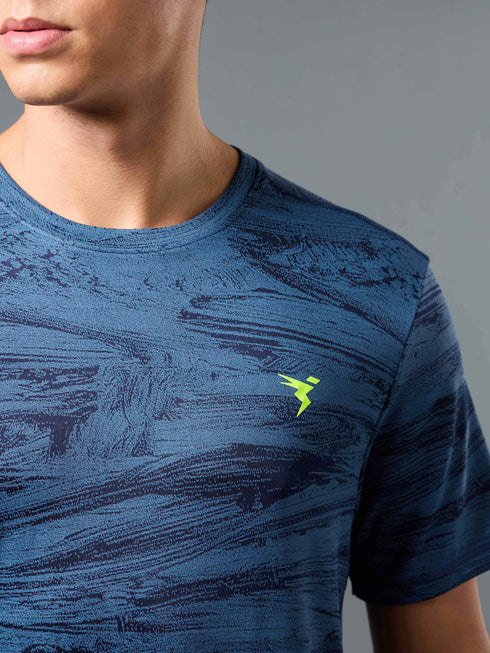 Men Jacquard Slim Fit Crew Neck T-shirt with DOUBLE COOL