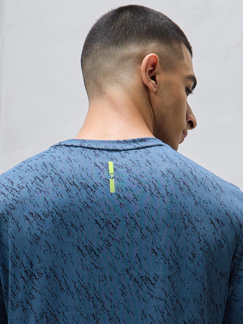 Men Jacquard Slim Fit Crew Neck T-shirt with DOUBLE COOL