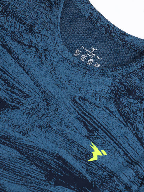 Men Jacquard Slim Fit Crew Neck T-shirt with DOUBLE COOL