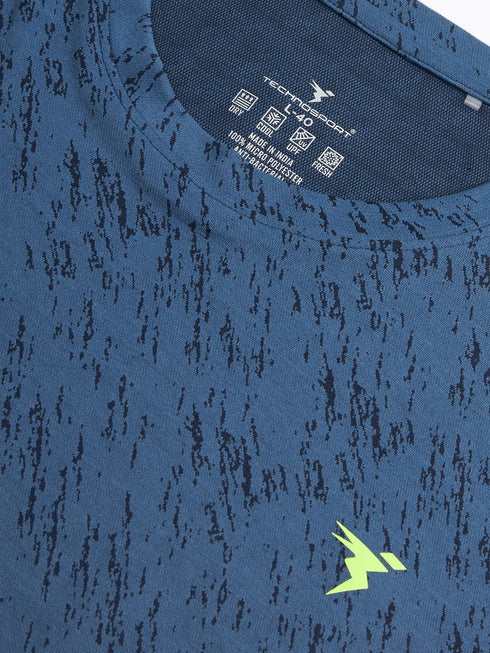 Men Jacquard Slim Fit Crew Neck T-shirt with DOUBLE COOL