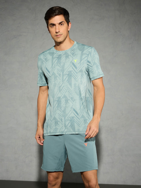 Men Jacquard Slim Fit Crew Neck T-shirt with DOUBLE COOL
