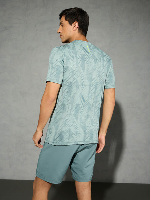 Men Jacquard Slim Fit Crew Neck T-shirt with DOUBLE COOL