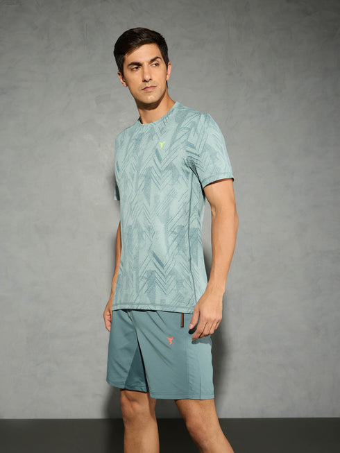 Men Jacquard Slim Fit Crew Neck T-shirt with DOUBLE COOL