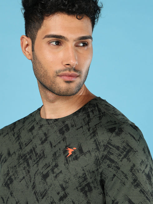 Men Jacquard Slim Fit Crew Neck T-shirt with DOUBLE COOL