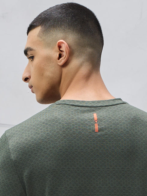 Men Jacquard Slim Fit Crew Neck T-shirt with DOUBLE COOL