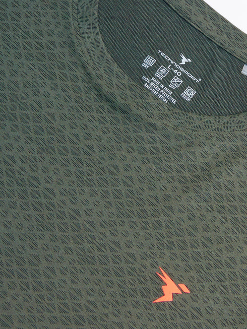 Men Jacquard Slim Fit Crew Neck T-shirt with DOUBLE COOL
