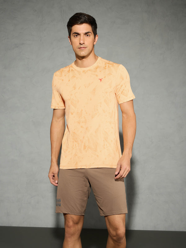 Men Jacquard Slim Fit Crew Neck T-shirt with DOUBLE COOL