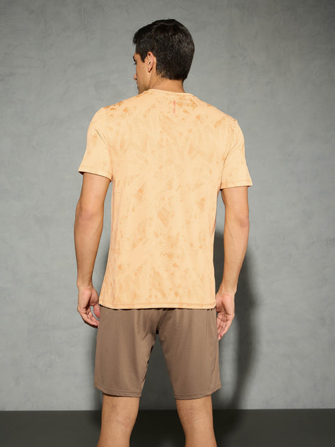 Men Jacquard Slim Fit Crew Neck T-shirt with DOUBLE COOL