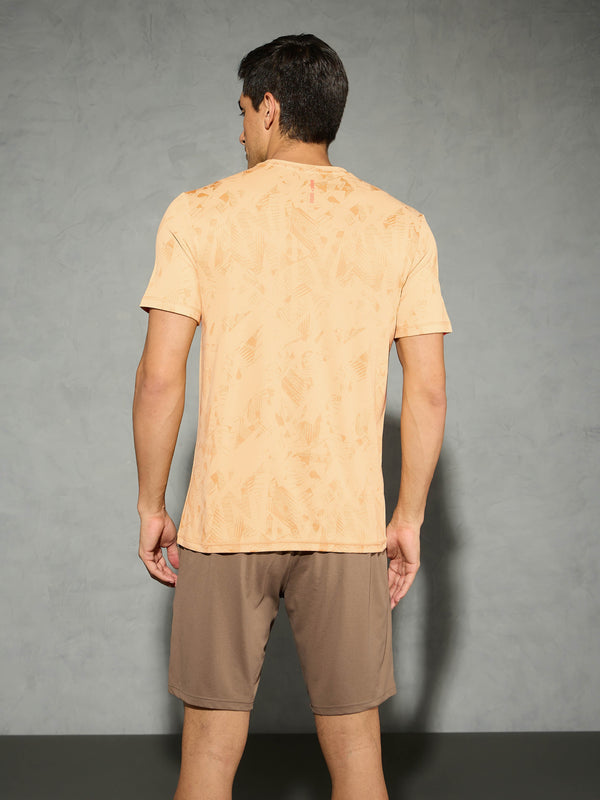 Men Jacquard Slim Fit Crew Neck T-shirt with DOUBLE COOL