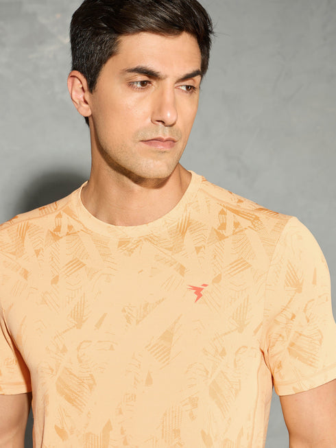 Men Jacquard Slim Fit Crew Neck T-shirt with DOUBLE COOL
