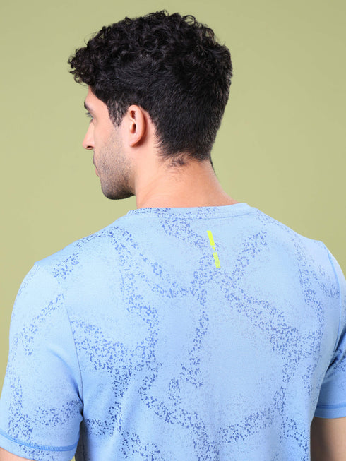 Men Jacquard Slim Fit Crew Neck T-shirt with DOUBLE COOL