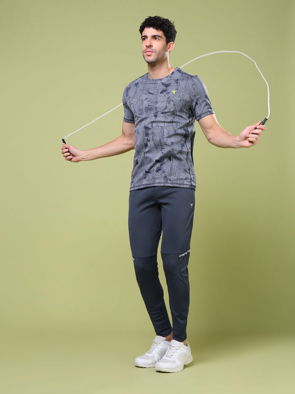 Men Jacquard Slim Fit Crew Neck T-shirt with DOUBLE COOL