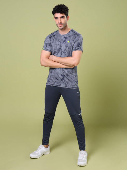 Men Jacquard Slim Fit Crew Neck T-shirt with DOUBLE COOL