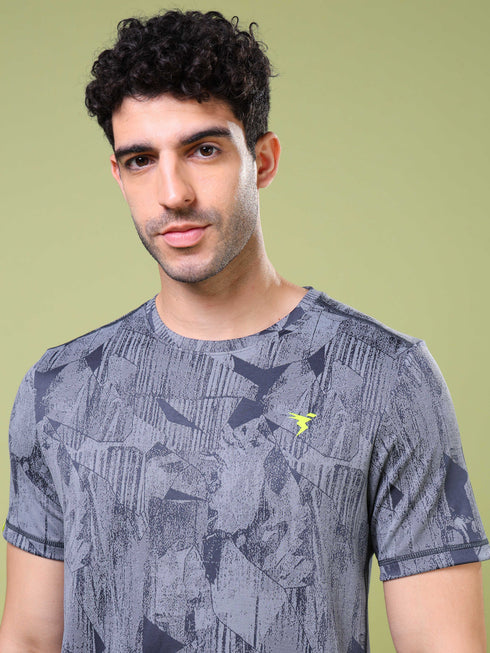 Men Jacquard Slim Fit Crew Neck T-shirt with DOUBLE COOL