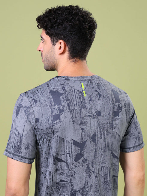 Men Jacquard Slim Fit Crew Neck T-shirt with DOUBLE COOL