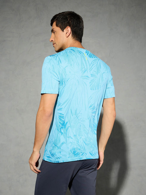Men Jacquard Slim Fit Crew Neck T-shirt with DOUBLE COOL