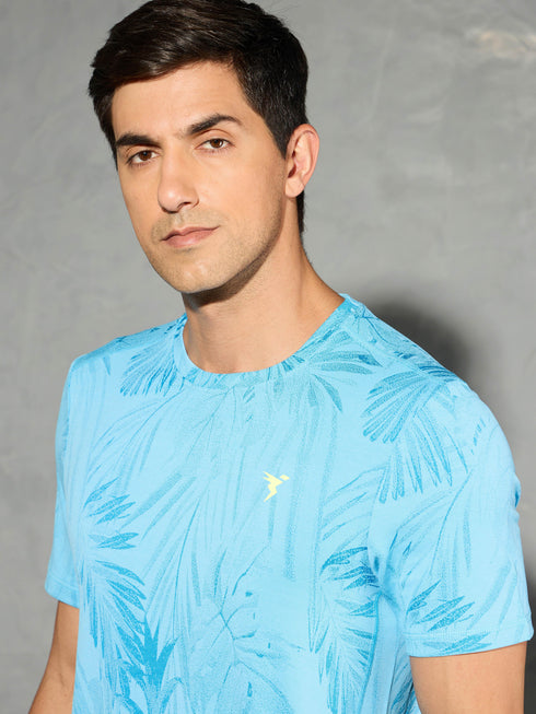 Men Jacquard Slim Fit Crew Neck T-shirt with DOUBLE COOL
