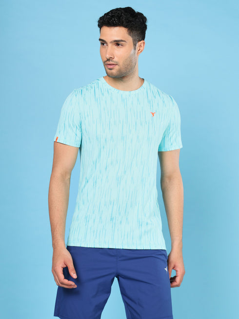 Men Jacquard Slim Fit Crew Neck T-shirt with DOUBLE COOL