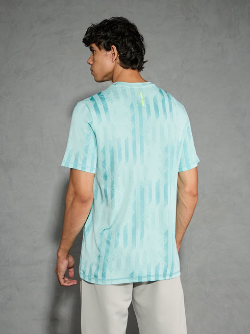 Men Jacquard Slim Fit Crew Neck T-shirt with DOUBLE COOL