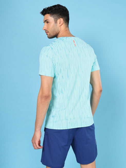 Men Jacquard Slim Fit Crew Neck T-shirt with DOUBLE COOL