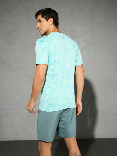 Men Jacquard Slim Fit Crew Neck T-shirt with DOUBLE COOL