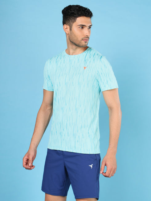 Men Jacquard Slim Fit Crew Neck T-shirt with DOUBLE COOL