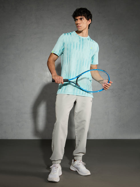 Men Jacquard Slim Fit Crew Neck T-shirt with DOUBLE COOL