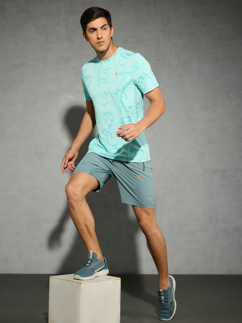 Men Jacquard Slim Fit Crew Neck T-shirt with DOUBLE COOL