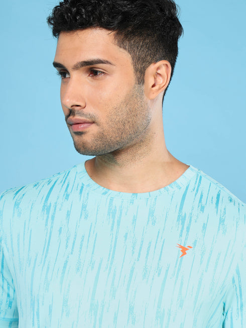 Men Jacquard Slim Fit Crew Neck T-shirt with DOUBLE COOL