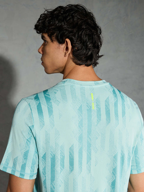 Men Jacquard Slim Fit Crew Neck T-shirt with DOUBLE COOL