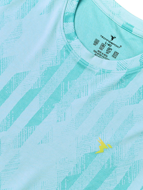 Men Jacquard Slim Fit Crew Neck T-shirt with DOUBLE COOL