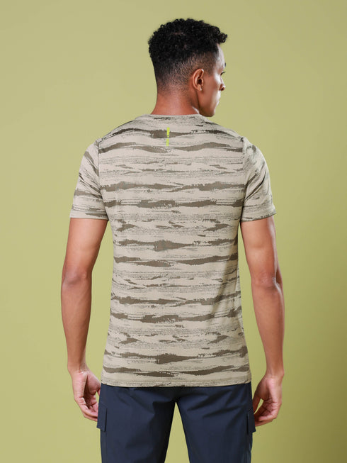 Men Jacquard Slim Fit Crew Neck T-shirt with DOUBLE COOL