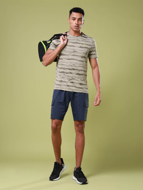 Men Jacquard Slim Fit Crew Neck T-shirt with DOUBLE COOL