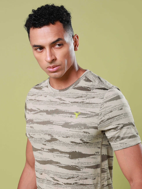 Men Jacquard Slim Fit Crew Neck T-shirt with DOUBLE COOL