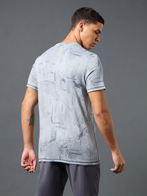 Men Jacquard Slim Fit Crew Neck T-shirt with DOUBLE COOL