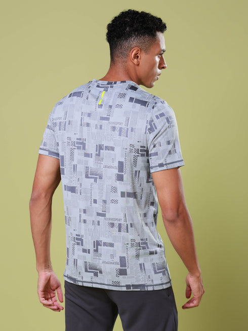 Men Jacquard Slim Fit Crew Neck T-shirt with DOUBLE COOL