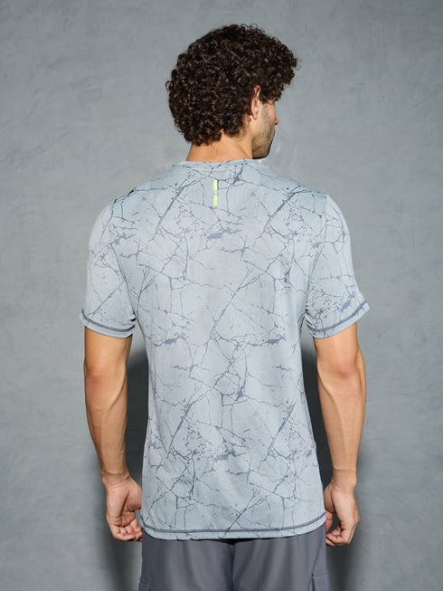 Men Jacquard Slim Fit Crew Neck T-shirt with DOUBLE COOL
