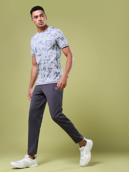 Men Jacquard Slim Fit Crew Neck T-shirt with DOUBLE COOL