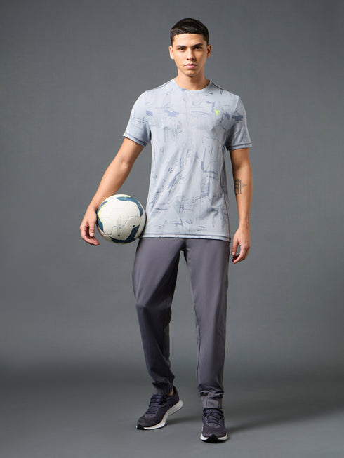 Men Jacquard Slim Fit Crew Neck T-shirt with DOUBLE COOL