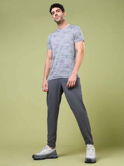Men Jacquard Slim Fit Crew Neck T-shirt with DOUBLE COOL