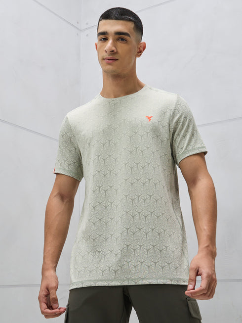 Men Jacquard Slim Fit Crew Neck T-shirt with DOUBLE COOL