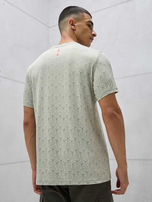 Men Jacquard Slim Fit Crew Neck T-shirt with DOUBLE COOL