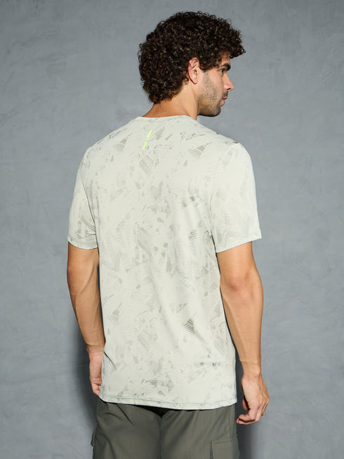 Men Jacquard Slim Fit Crew Neck T-shirt with DOUBLE COOL