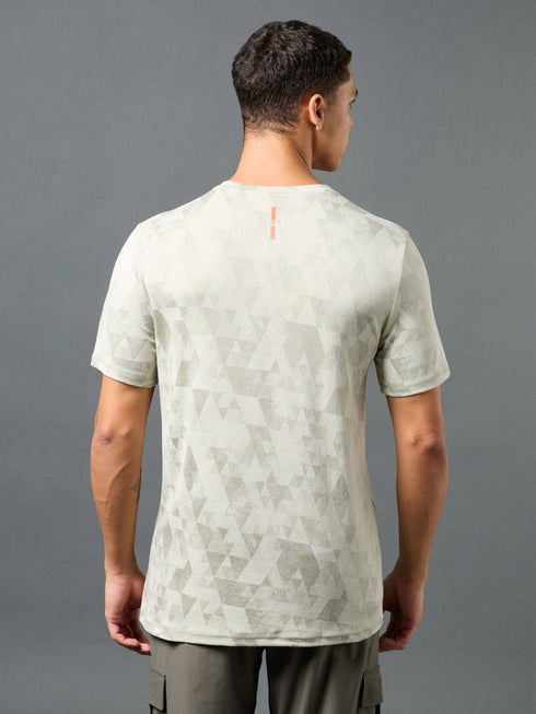 Men Jacquard Slim Fit Crew Neck T-shirt with DOUBLE COOL